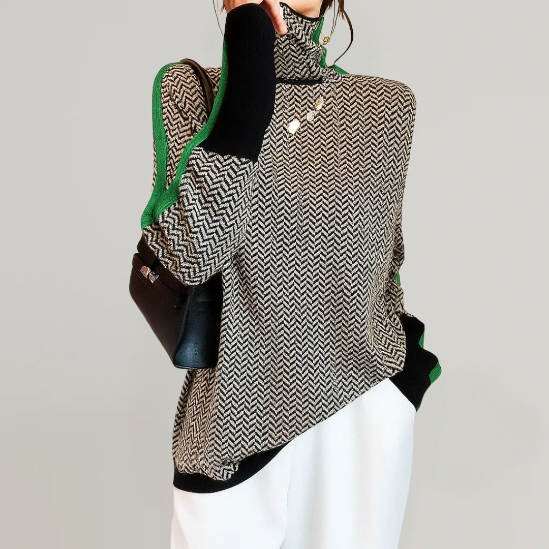 Martina™ | Stripete genser med høy hals