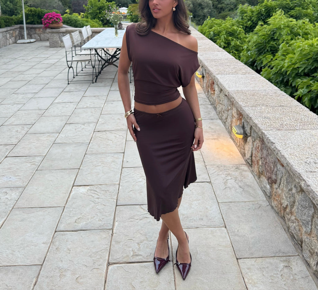 Vivène | Top Brun Foncé Élégant