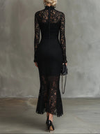 Teresa – Elegant svart maxi-kjole med fishtail