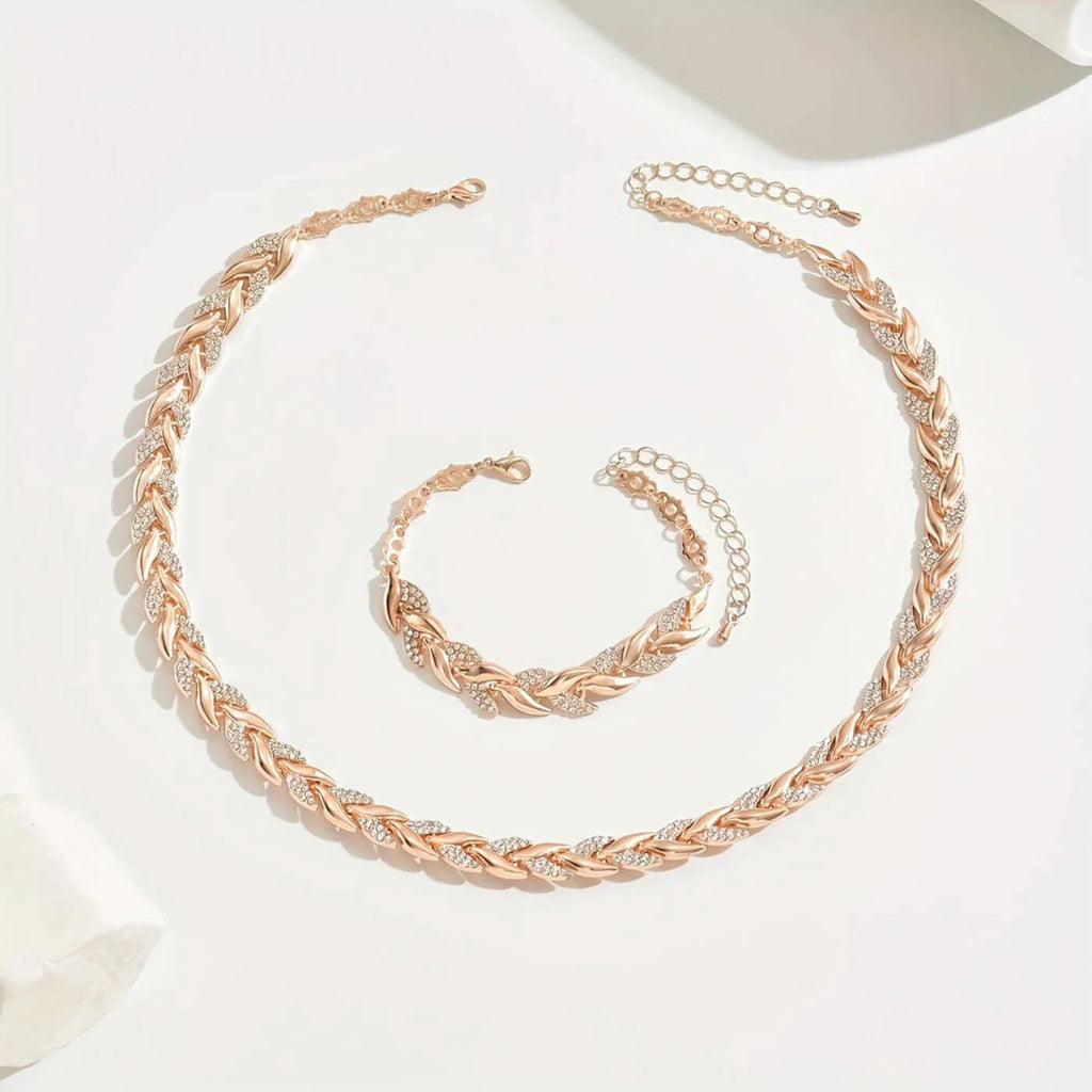 Olivia™ – Luksuriøst Fiskehale-sett med Rhinestones