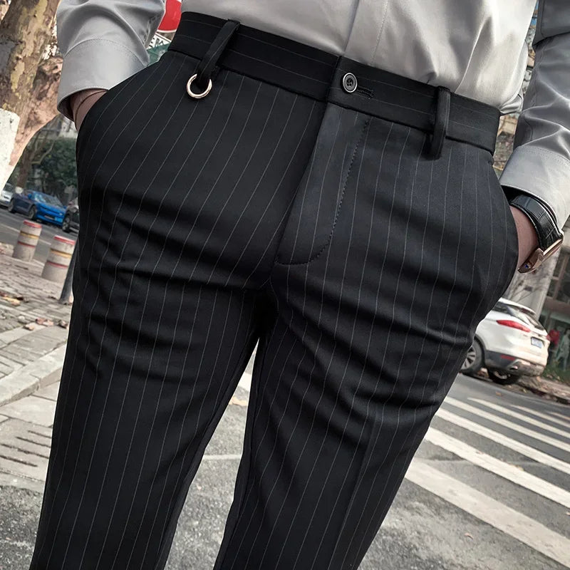Pinstripe slim-straight dressbukser