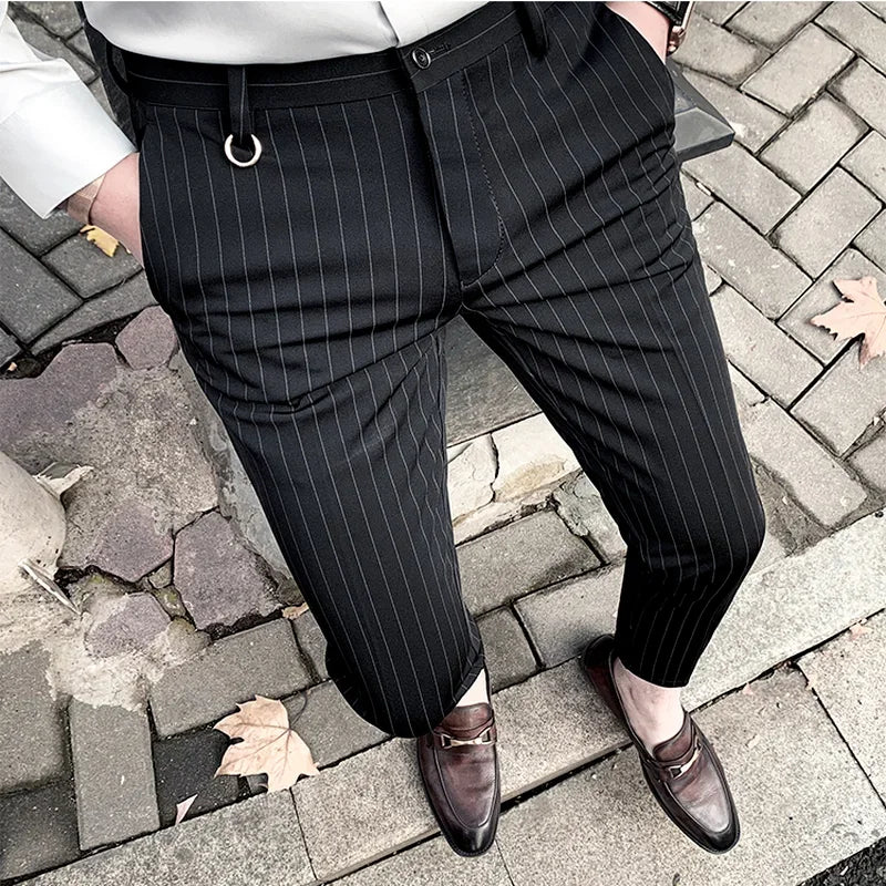Pinstripe slim-straight dressbukser
